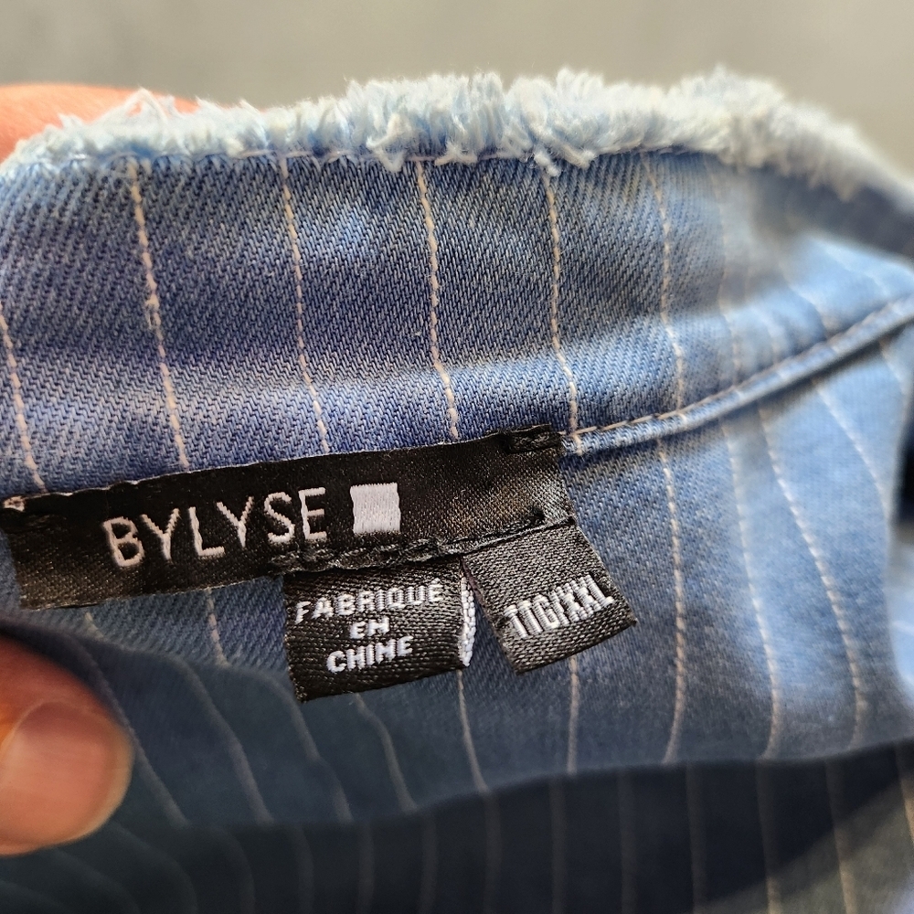Bylyse Pinstripe Light Denim Jacket Colourful Size XXL - Picture 6 of 12